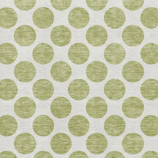 Artichoke Green And Ivory Polka Dot Washable Area Rug With UV Protection Photo 2