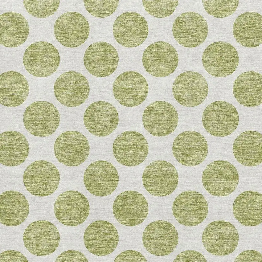 Artichoke Green And Ivory Polka Dot Washable Area Rug With UV Protection Photo 2