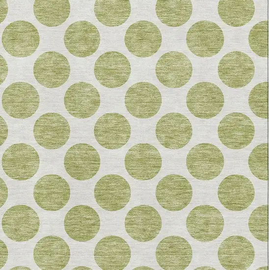 Artichoke Green And Ivory Polka Dot Washable Area Rug With UV Protection Photo 2