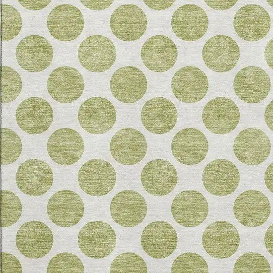 Artichoke Green And Ivory Polka Dot Washable Area Rug With UV Protection Photo 2