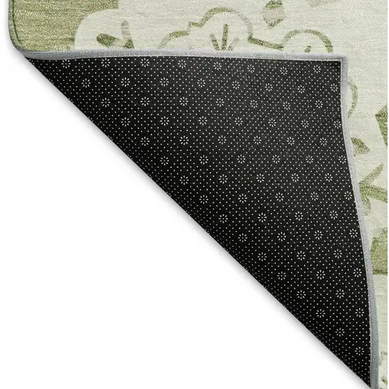Artichoke Green And Ivory Quatrefoil Washable Indoor Outdoor Area Rug Photo 3