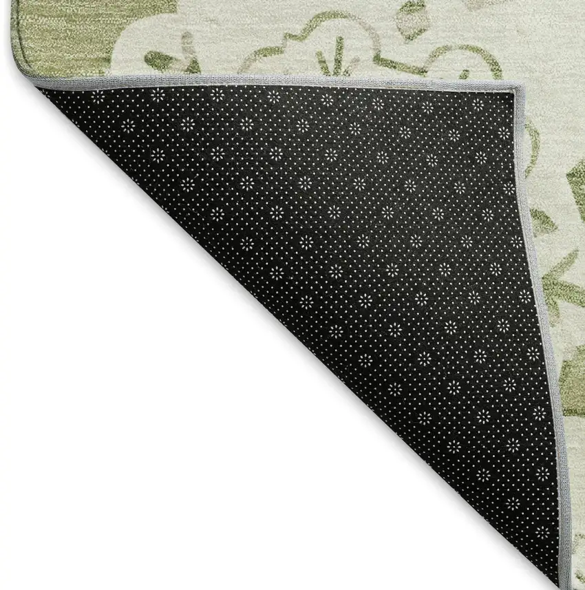 Artichoke Green And Ivory Quatrefoil Washable Indoor Outdoor Area Rug Photo 3