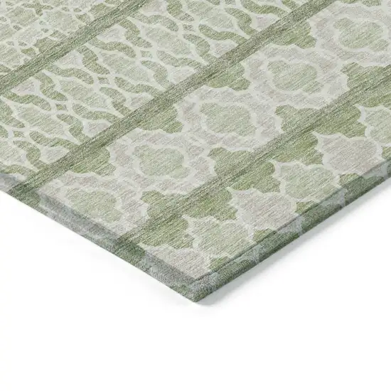 Artichoke Green And Ivory Quatrefoil Washable Indoor Outdoor Area Rug Photo 2