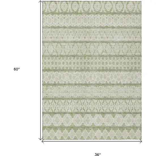 Artichoke Green And Ivory Quatrefoil Washable Indoor Outdoor Area Rug Photo 9