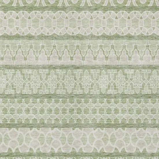 Artichoke Green And Ivory Quatrefoil Washable Indoor Outdoor Area Rug Photo 3