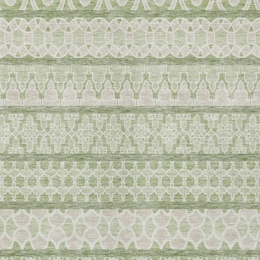 Artichoke Green And Ivory Quatrefoil Washable Indoor Outdoor Area Rug Photo 3