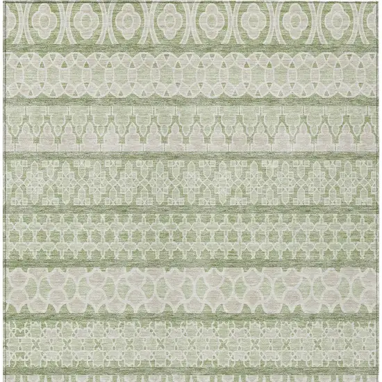 Artichoke Green And Ivory Quatrefoil Washable Indoor Outdoor Area Rug Photo 4