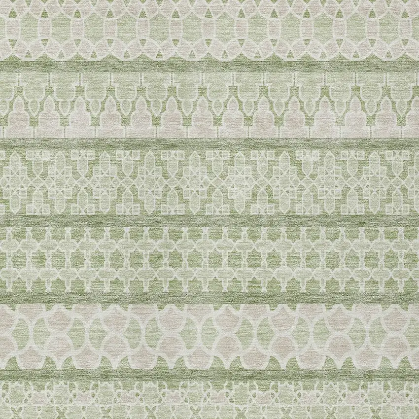 Artichoke Green And Ivory Quatrefoil Washable Indoor Outdoor Area Rug Photo 3