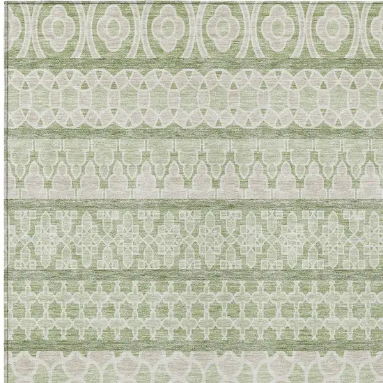Artichoke Green And Ivory Quatrefoil Washable Indoor Outdoor Area Rug Photo 3