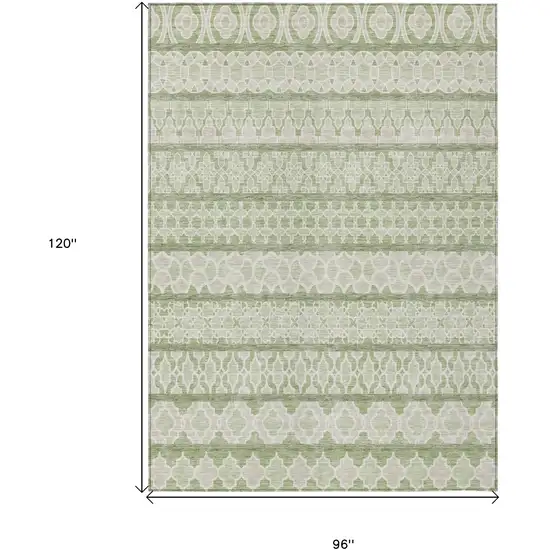 Artichoke Green And Ivory Quatrefoil Washable Indoor Outdoor Area Rug Photo 9