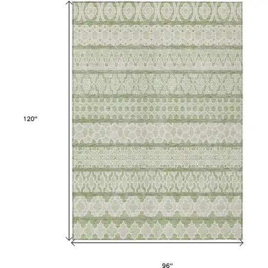 Artichoke Green And Ivory Quatrefoil Washable Indoor Outdoor Area Rug Photo 9