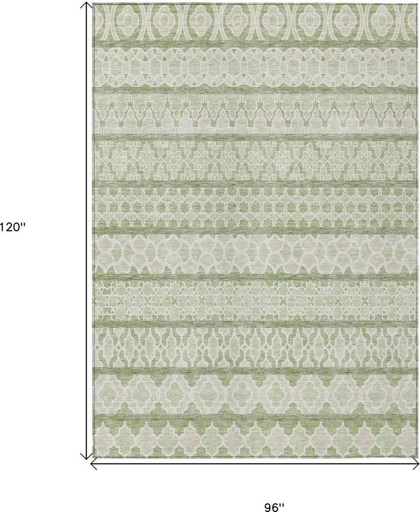 Artichoke Green And Ivory Quatrefoil Washable Indoor Outdoor Area Rug Photo 9