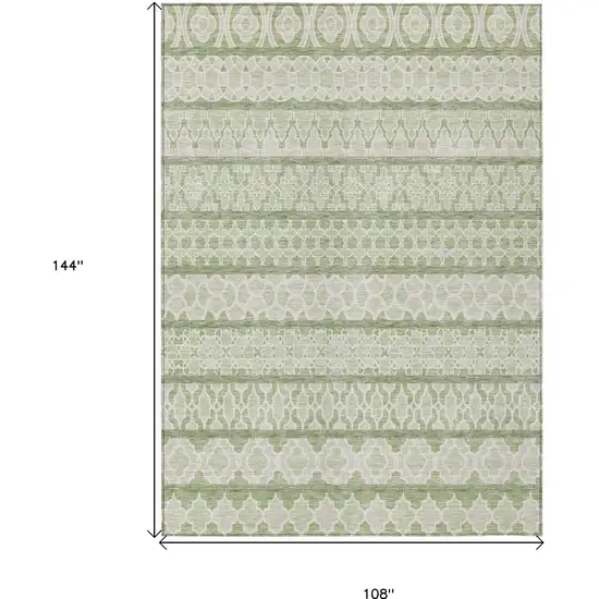 Artichoke Green And Ivory Quatrefoil Washable Indoor Outdoor Area Rug Photo 9