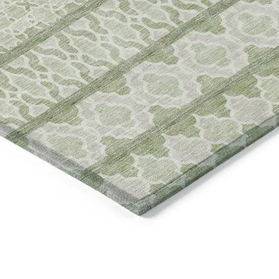Artichoke Green And Ivory Quatrefoil Washable Indoor Outdoor Area Rug Photo 2