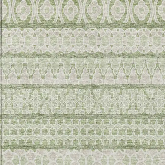Artichoke Green And Ivory Quatrefoil Washable Indoor Outdoor Area Rug Photo 3
