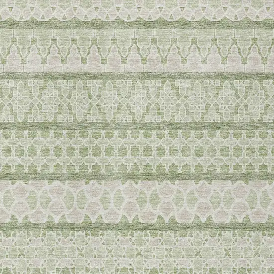 Artichoke Green And Ivory Quatrefoil Washable Indoor Outdoor Area Rug Photo 4
