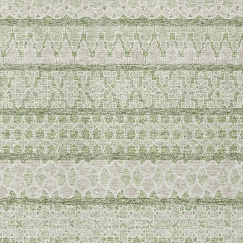 Artichoke Green And Ivory Quatrefoil Washable Indoor Outdoor Area Rug Photo 4