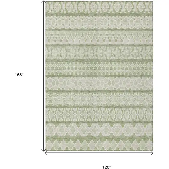 Artichoke Green And Ivory Quatrefoil Washable Indoor Outdoor Area Rug Photo 9