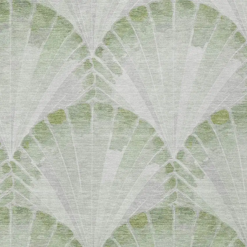 Artichoke Green And Ivory Seashell Washable Indoor Outdoor Area Rug Photo 2