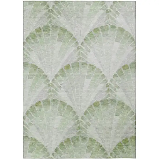 Artichoke Green And Ivory Seashell Washable Indoor Outdoor Area Rug Photo 1