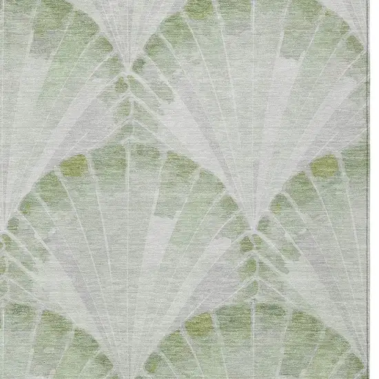 Artichoke Green And Ivory Seashell Washable Indoor Outdoor Area Rug Photo 2