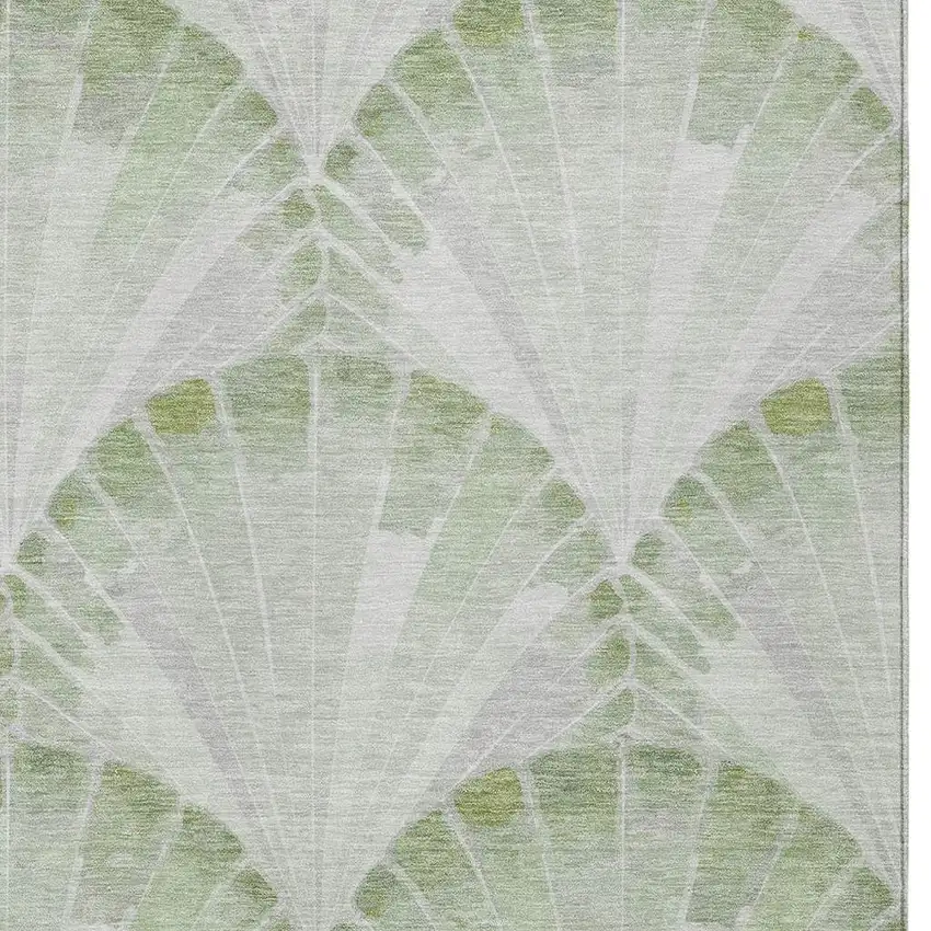 Artichoke Green And Ivory Seashell Washable Indoor Outdoor Area Rug Photo 2