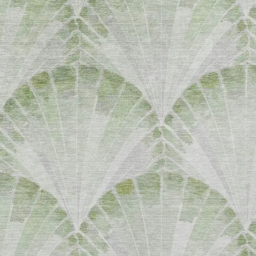 Artichoke Green And Ivory Seashell Washable Indoor Outdoor Area Rug Photo 2