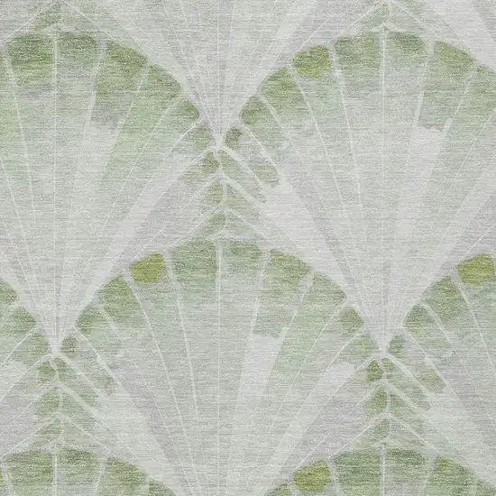 Artichoke Green And Ivory Seashell Washable Indoor Outdoor Area Rug Photo 2