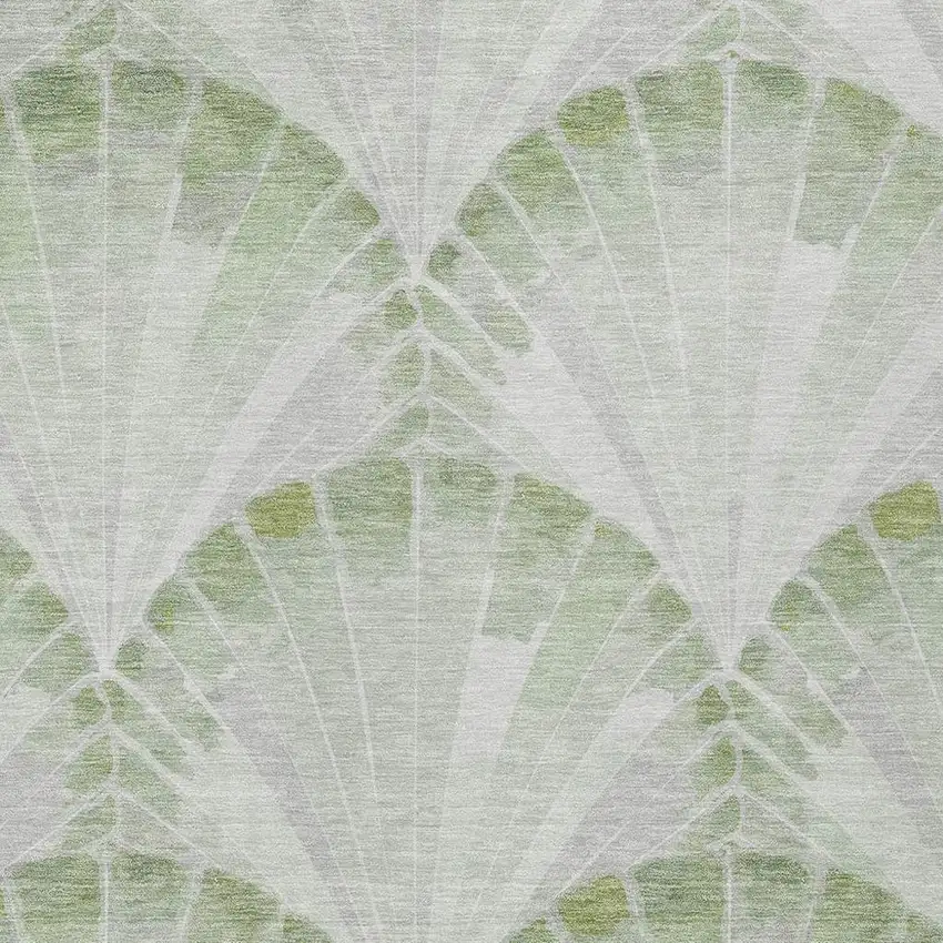 Artichoke Green And Ivory Seashell Washable Indoor Outdoor Area Rug Photo 2