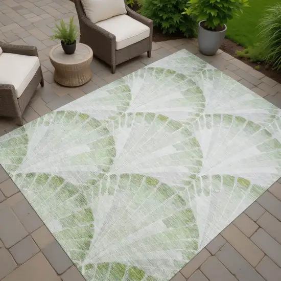 Artichoke Green And Ivory Seashell Washable Indoor Outdoor Area Rug Photo 7