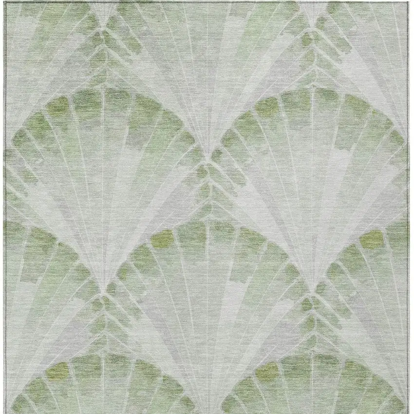 Artichoke Green And Ivory Seashell Washable Indoor Outdoor Area Rug Photo 3