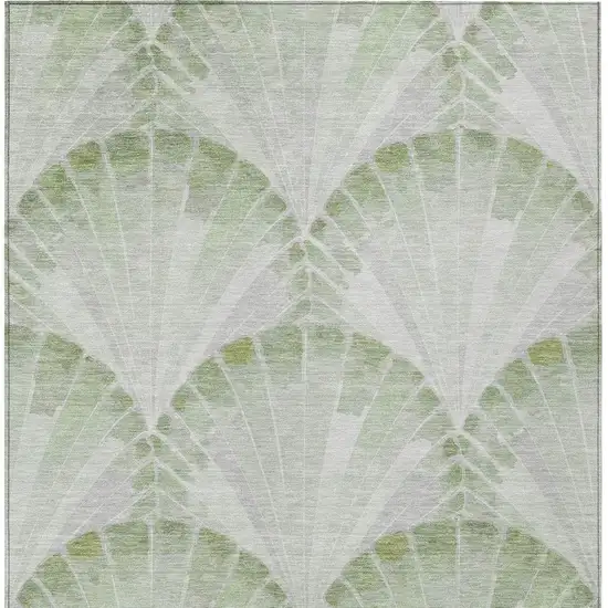 Artichoke Green And Ivory Seashell Washable Indoor Outdoor Area Rug Photo 3