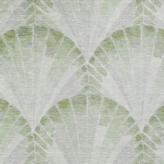 Artichoke Green And Ivory Seashell Washable Indoor Outdoor Area Rug Photo 2