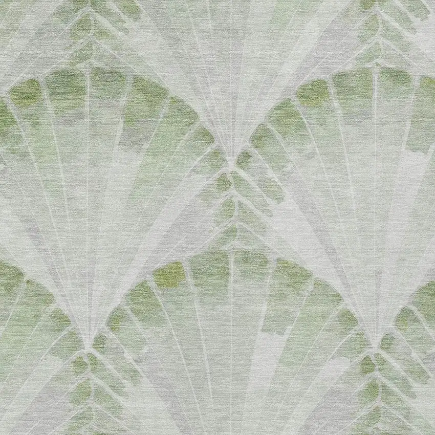 Artichoke Green And Ivory Seashell Washable Indoor Outdoor Area Rug Photo 2