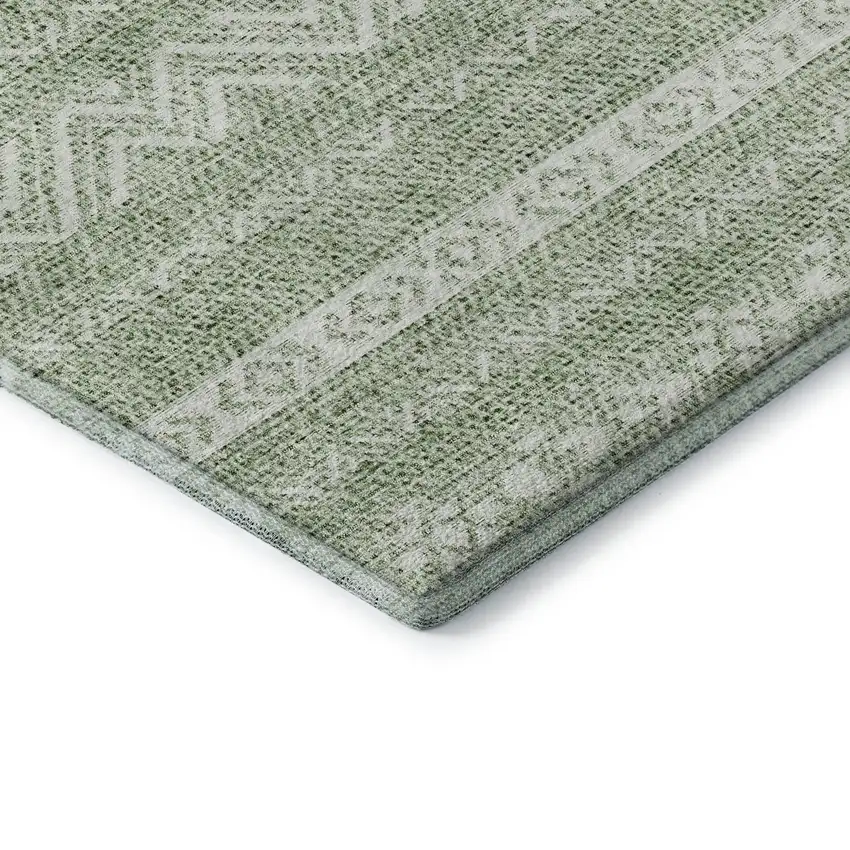 Artichoke Green And Ivory Southwestern Washable Area Rug With UV Protection Photo 8