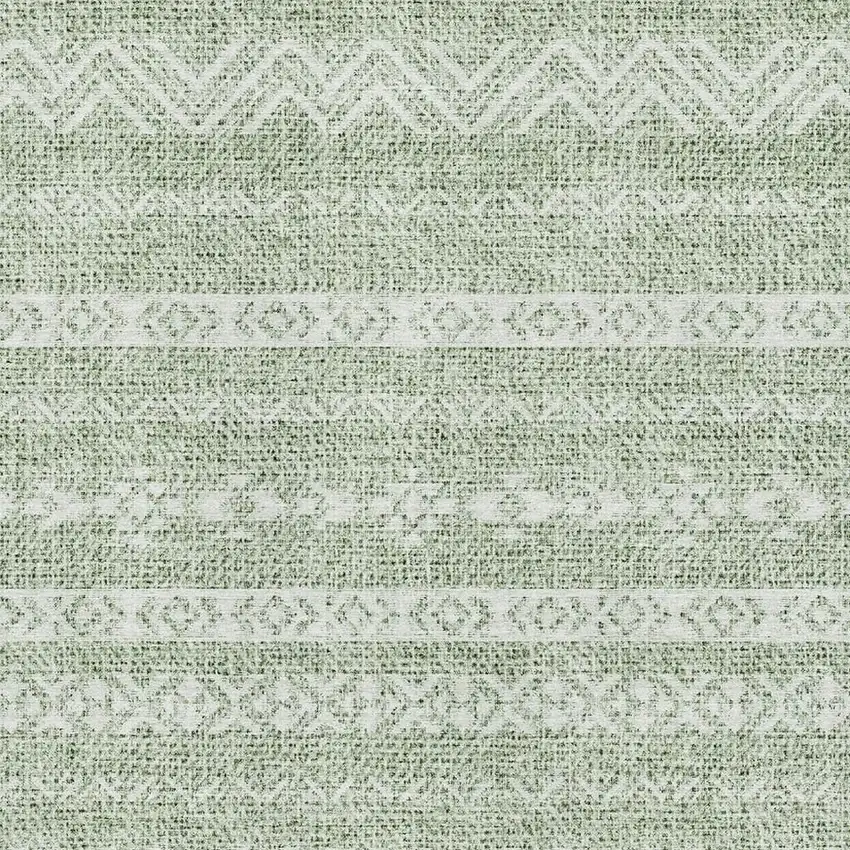 Artichoke Green And Ivory Southwestern Washable Area Rug With UV Protection Photo 3