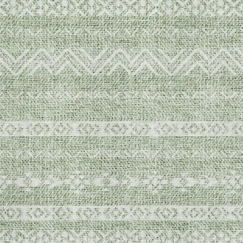 Artichoke Green And Ivory Southwestern Washable Area Rug With UV Protection Photo 3