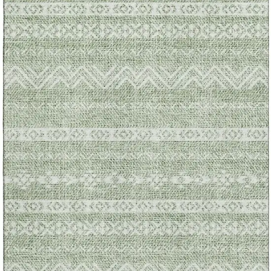 Artichoke Green And Ivory Southwestern Washable Area Rug With UV Protection Photo 4