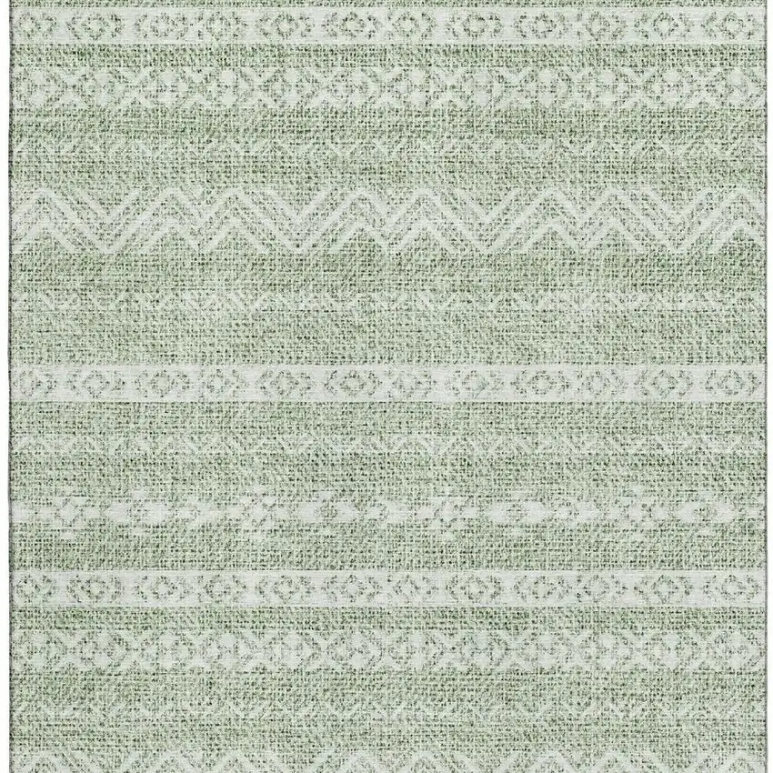 Artichoke Green And Ivory Southwestern Washable Area Rug With UV Protection Photo 4