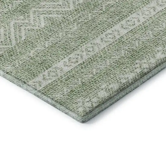 Artichoke Green And Ivory Southwestern Washable Area Rug With UV Protection Photo 8