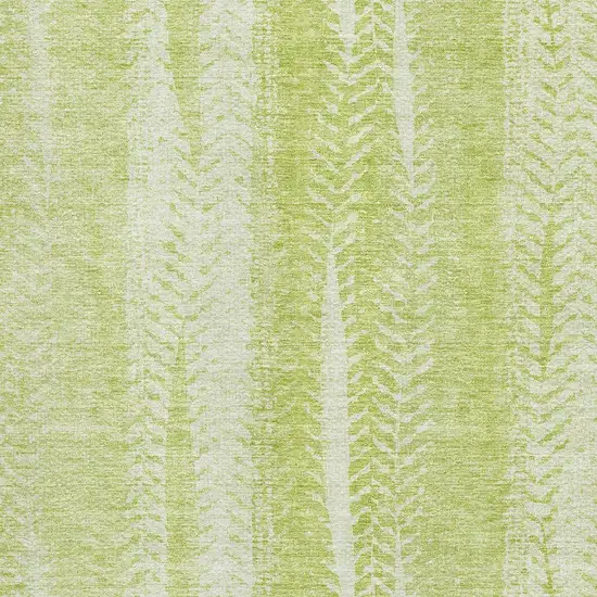 Artichoke Green And Ivory Striped Washable Area Rug With UV Protection Photo 3