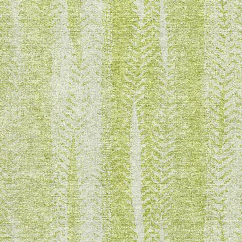 Artichoke Green And Ivory Striped Washable Area Rug With UV Protection Photo 3