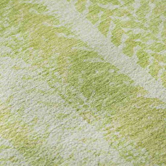 Artichoke Green And Ivory Striped Washable Area Rug With UV Protection Photo 9