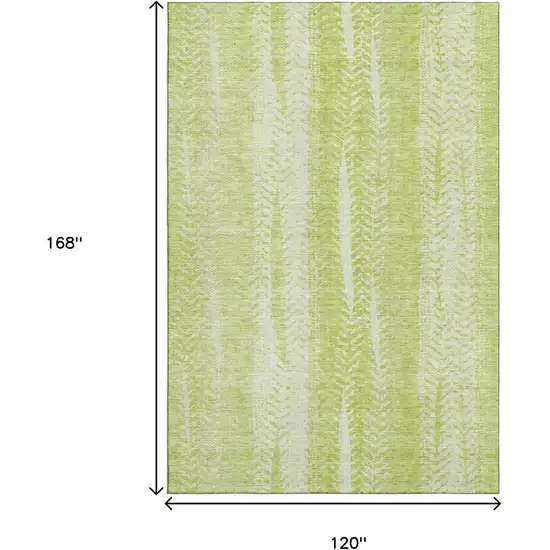 Artichoke Green And Ivory Striped Washable Area Rug With UV Protection Photo 3