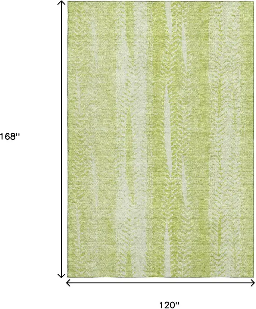 Artichoke Green And Ivory Striped Washable Area Rug With UV Protection Photo 3