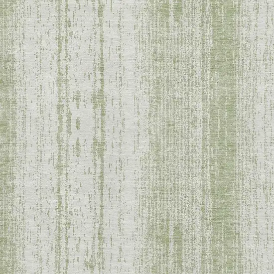 Artichoke Green And Ivory Striped Washable Area Rug With UV Protection Photo 4