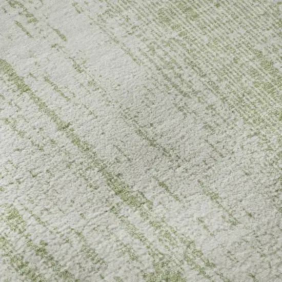 Artichoke Green And Ivory Striped Washable Area Rug With UV Protection Photo 7