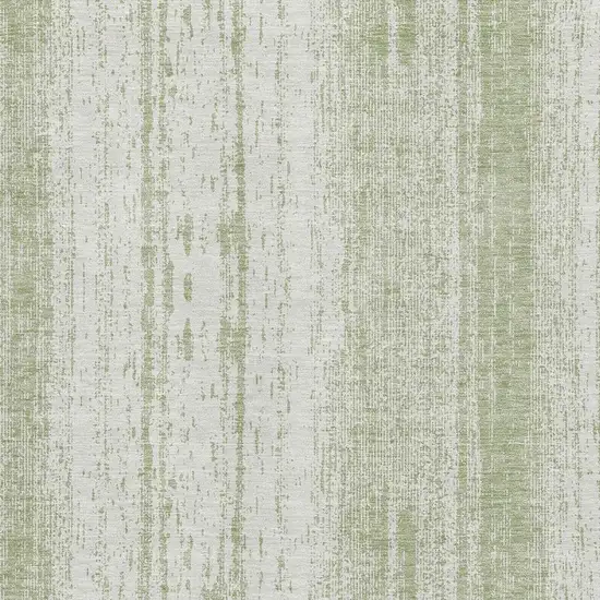 Artichoke Green And Ivory Striped Washable Area Rug With UV Protection Photo 4