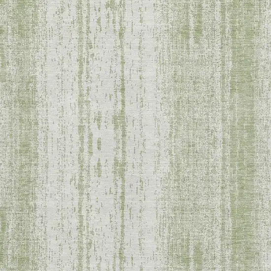 Artichoke Green And Ivory Striped Washable Area Rug With UV Protection Photo 4