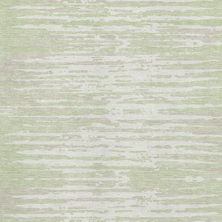 Artichoke Green And Ivory Striped Washable Area Rug With UV Protection Photo 3